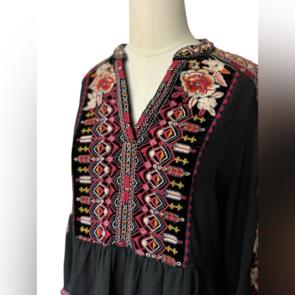 Johnny Was Black Embroidered Mini Dress - Picture 4 of 10